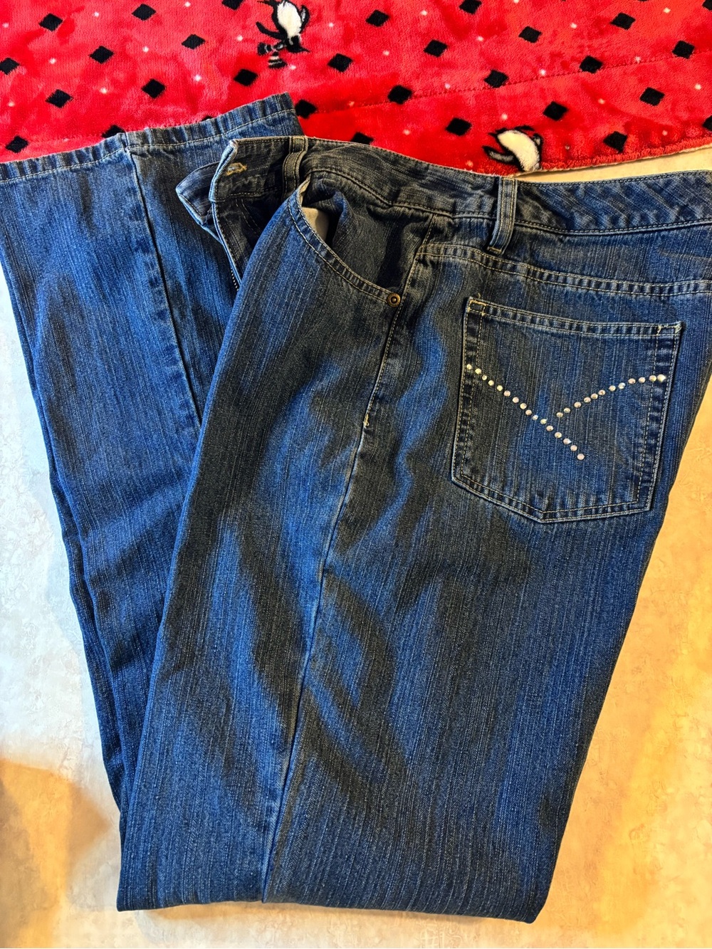 Vintage 90’s Liz Claiborne Dark Blue Boot Cut Jeans with back pocket Stud Accent
